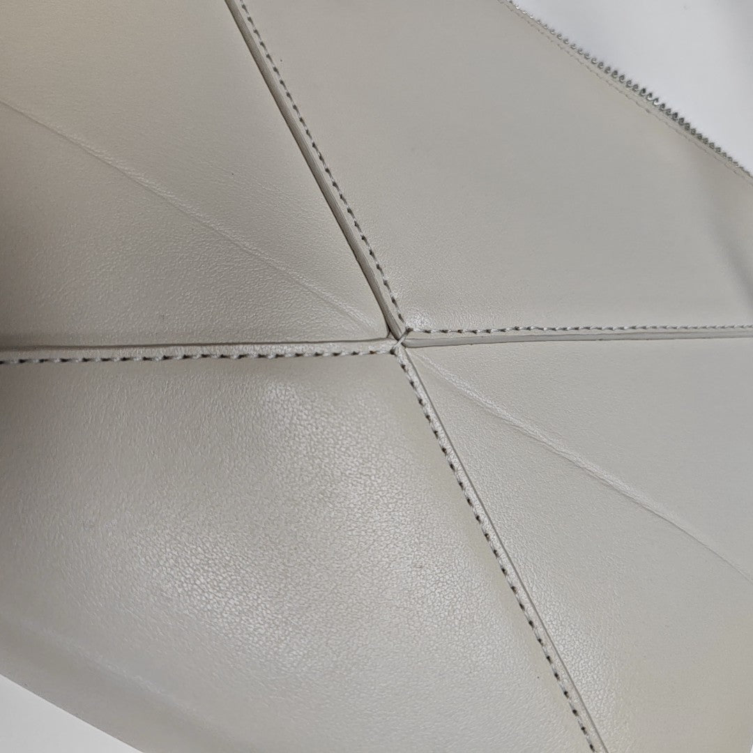 Puzzle Fold Mini Quilted Calfskin White