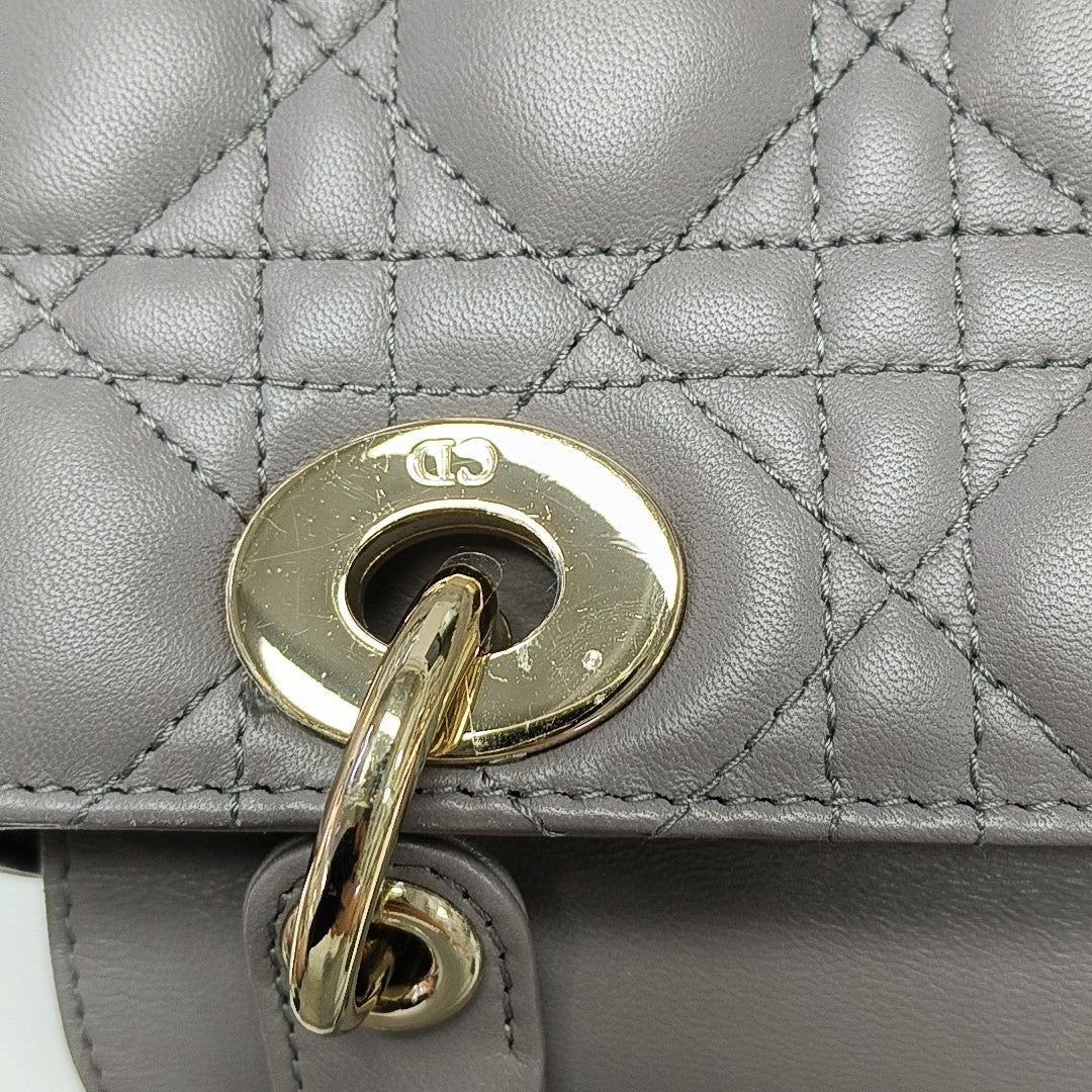 Lady Dior Medium Cannage Lambskin Gray