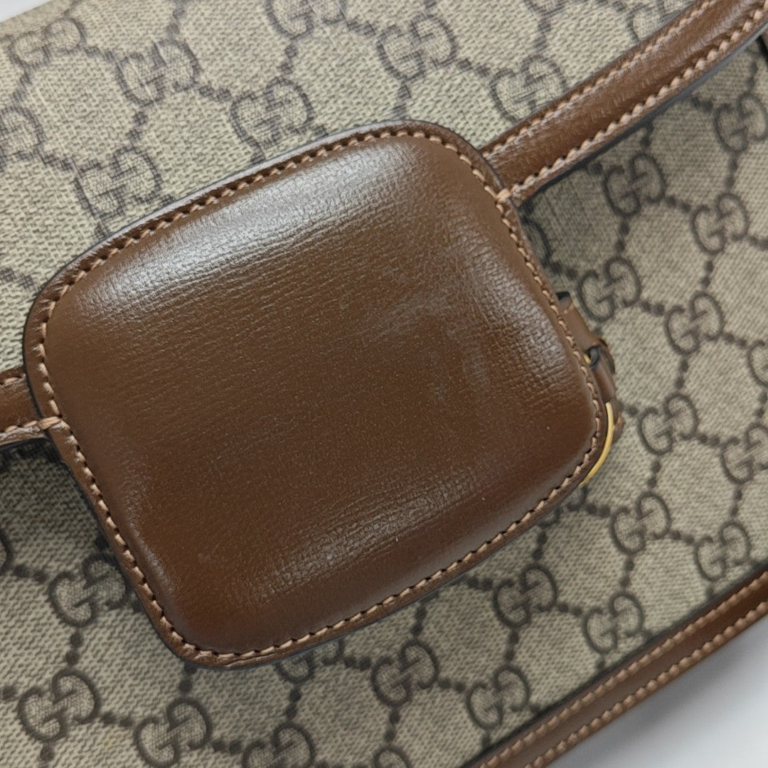 Horsebit 1955 Medium Monogram Coated Canvas Beige