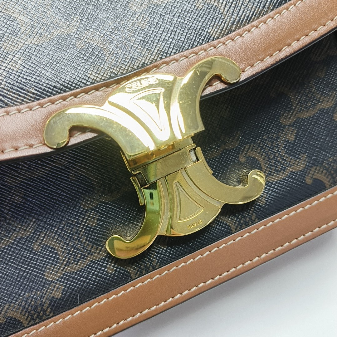 TRIOMPHE Small Coated Canvas Brown