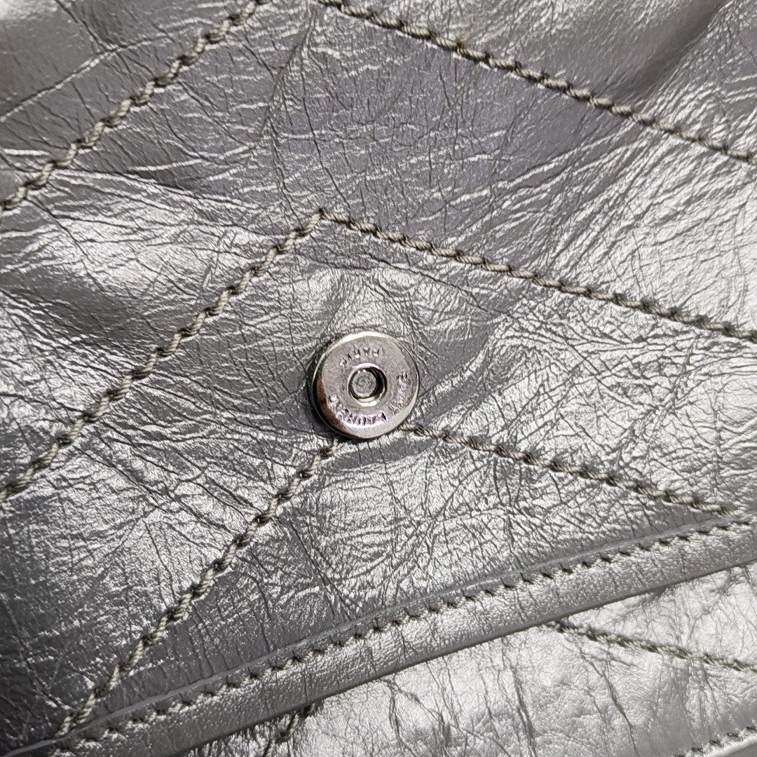 NIKI Small Chevron Calfskin Gray