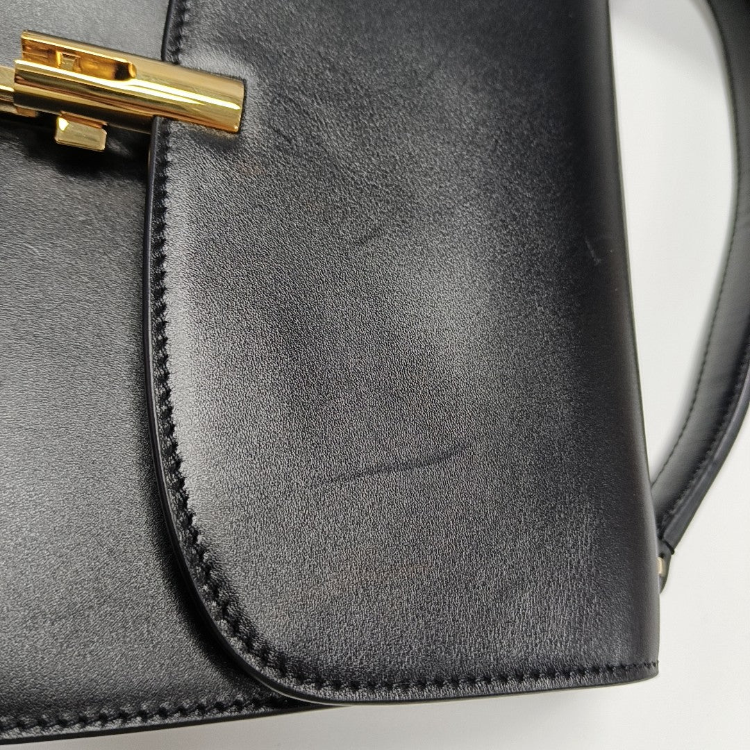 Calfskin Top Handle Bag Black