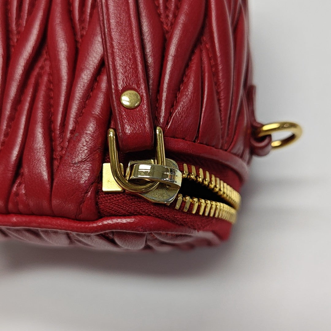 Matelassé Mini Quilted Lambskin Red