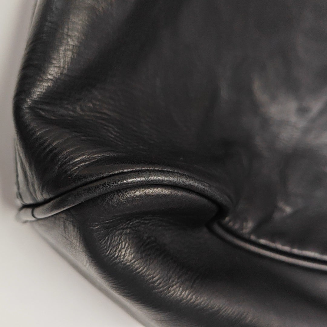 Calfskin Top Handle Bag Black