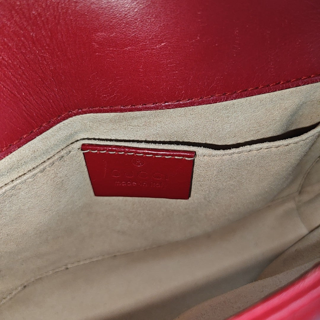 GG Marmont Small Quilted Calfskin Red