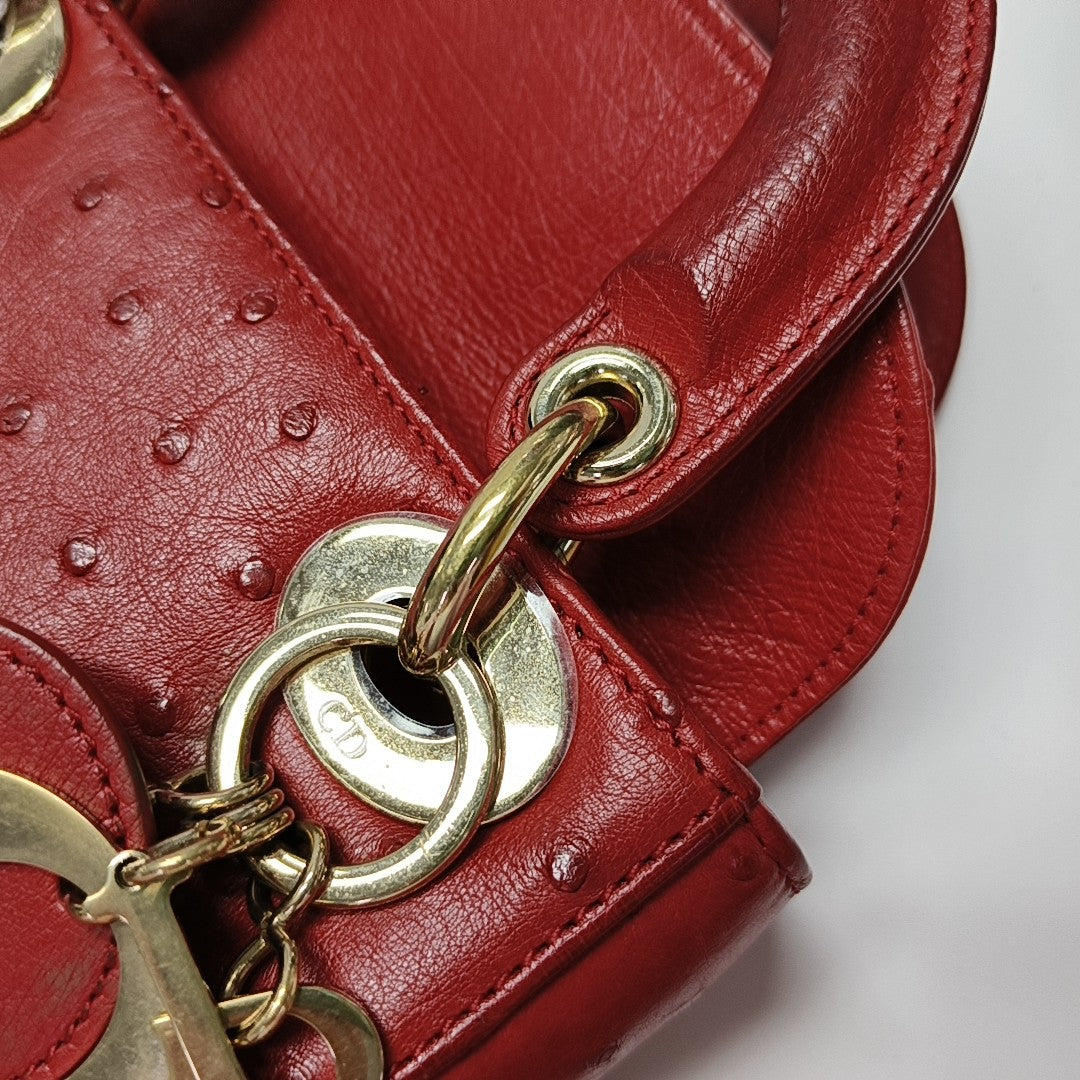 Lady Dior Mini Ostrich Red