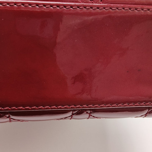 Lady Dior Mini Cannage Patent Calfskin Red