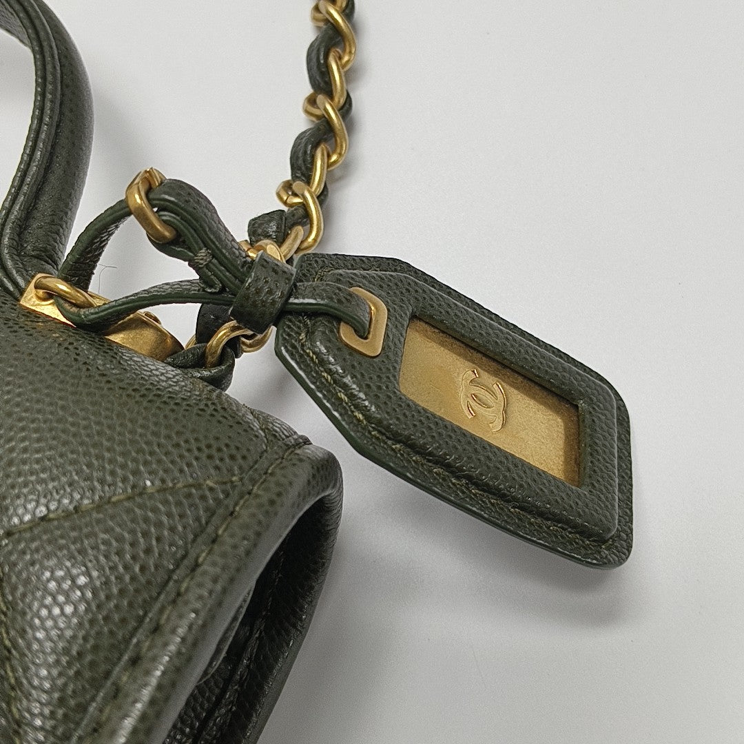 Quilted Grained Calfskin Small Green