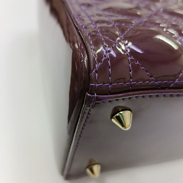 Lady Dior Medium Cannage Patent Leather Purple