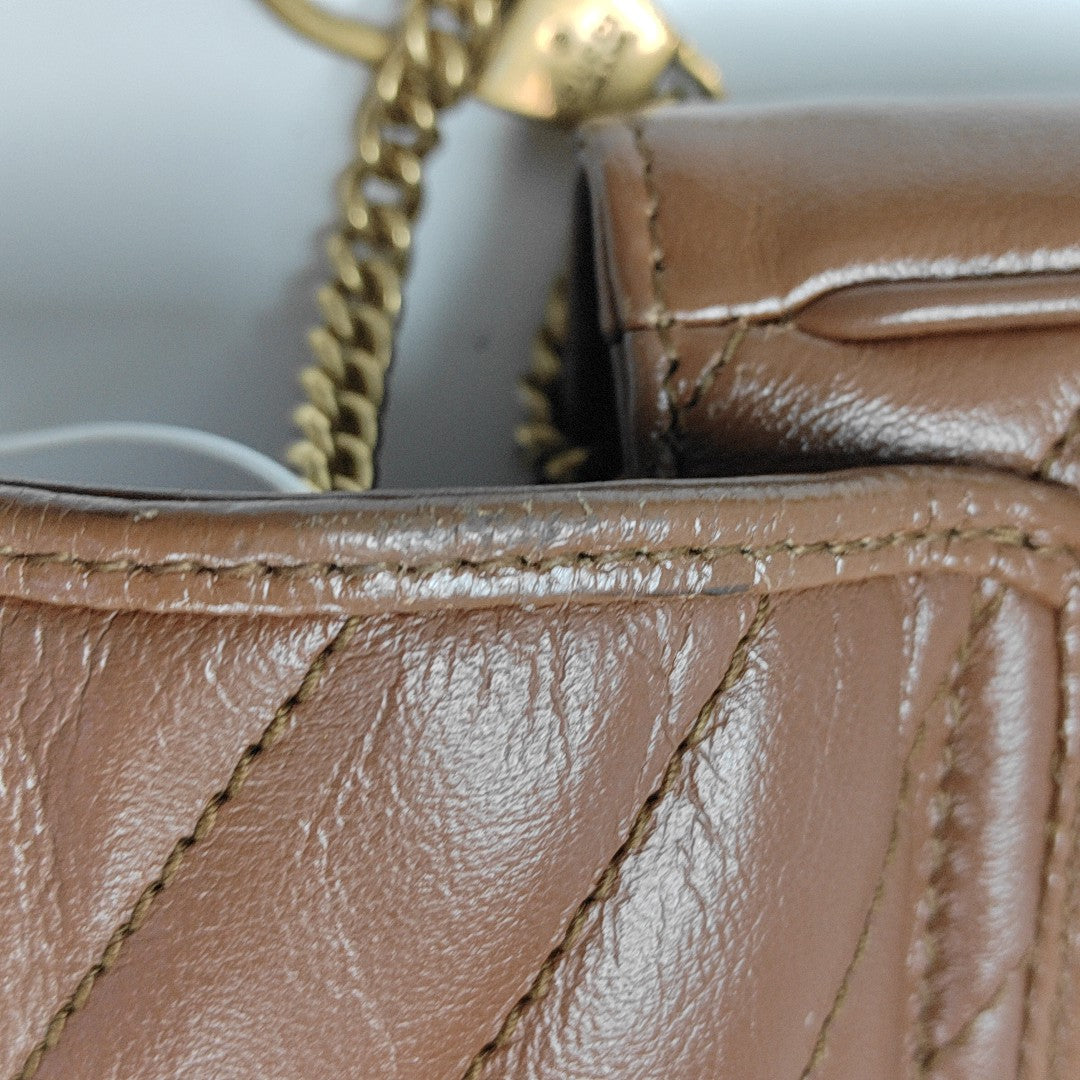 GG Marmont Mini Quilted Calfskin Brown