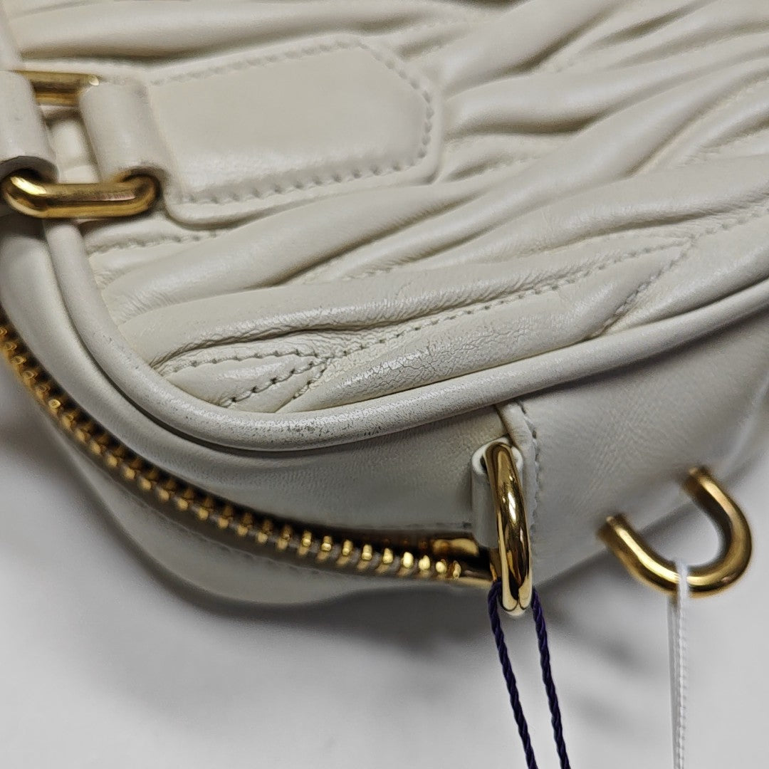Arcadie Matelassé Mini Quilted Lambskin White