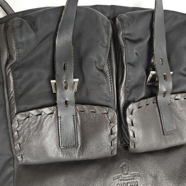 Quilted Nylon Backpack Black