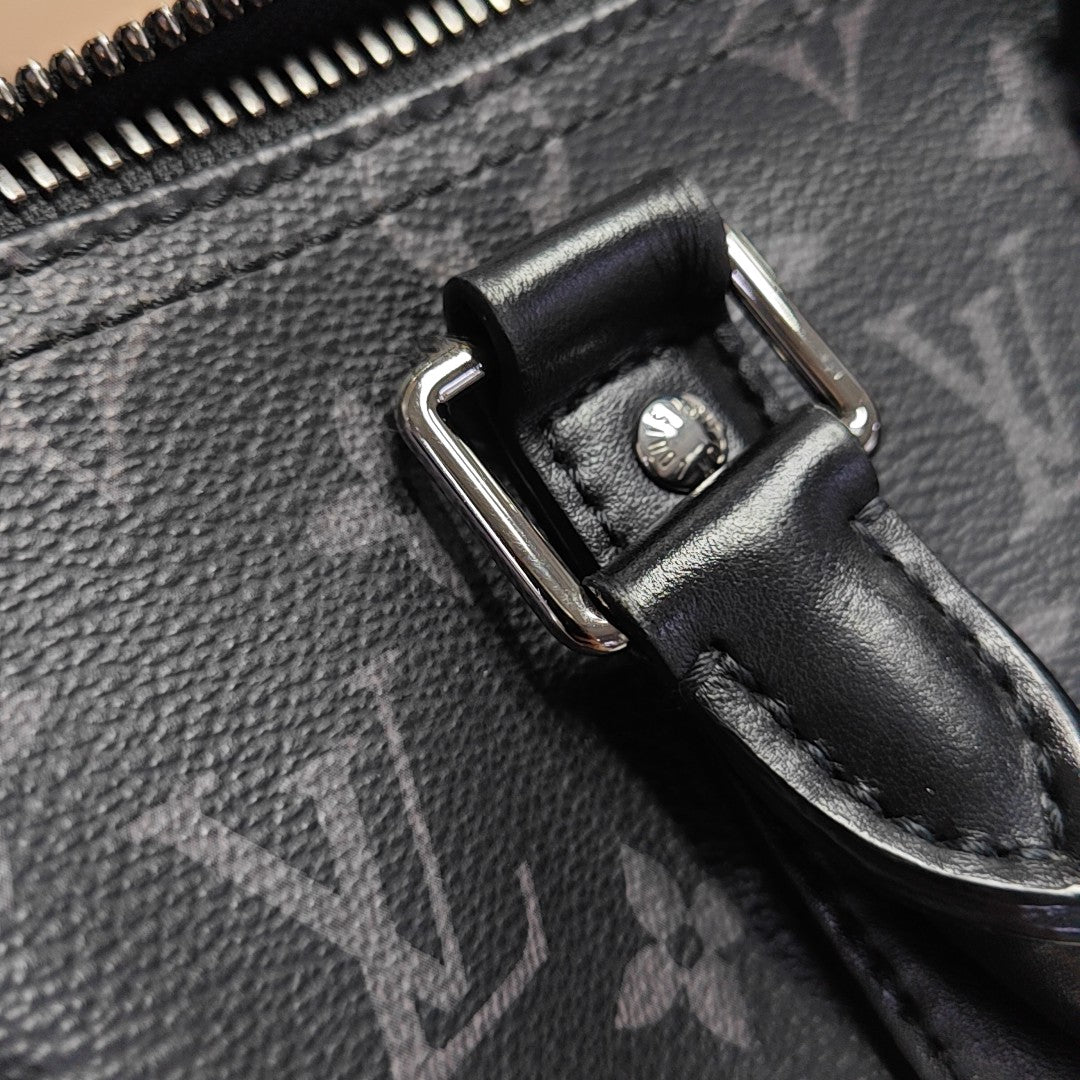 KEEPALL 25 Monogram Coated Canvas Black