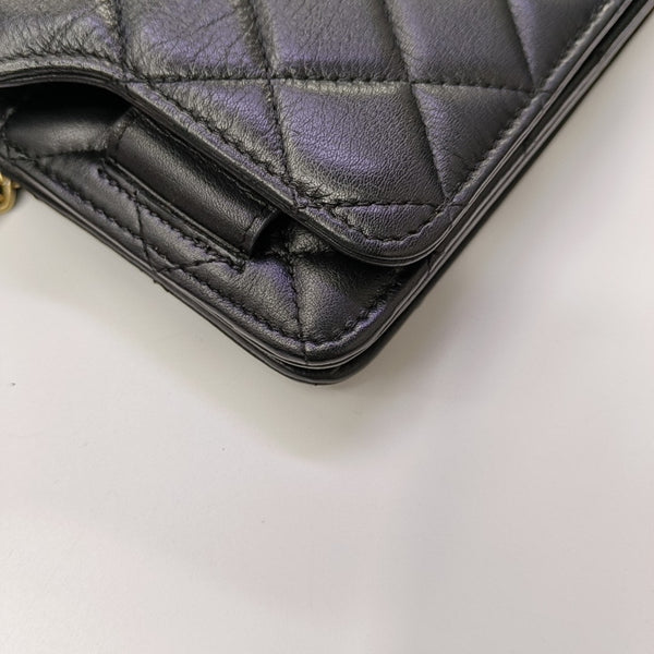 Quilted Calfskin Shoulder Bag Black