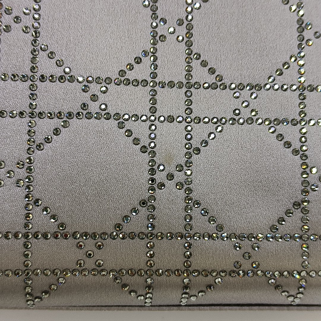 Lady Dior Mini Cannage Silk Satin Gray