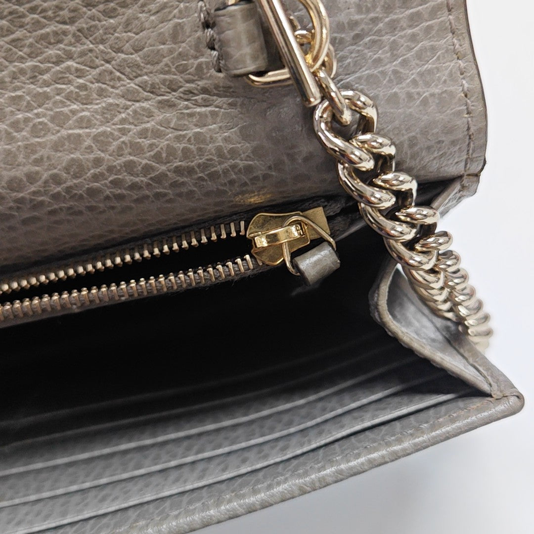 Interlocking G Small Calfskin Gray