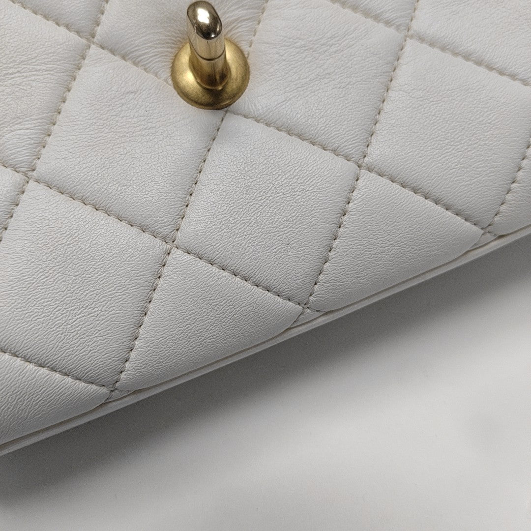 Quilted Lambskin Shoulder Bag Mini White
