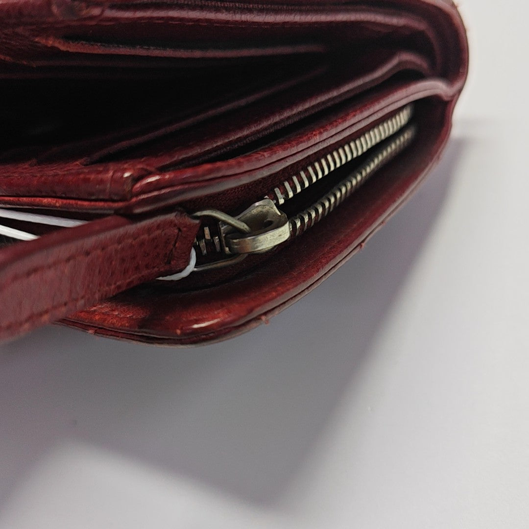 Quilted Grained Calfskin Wallet Red