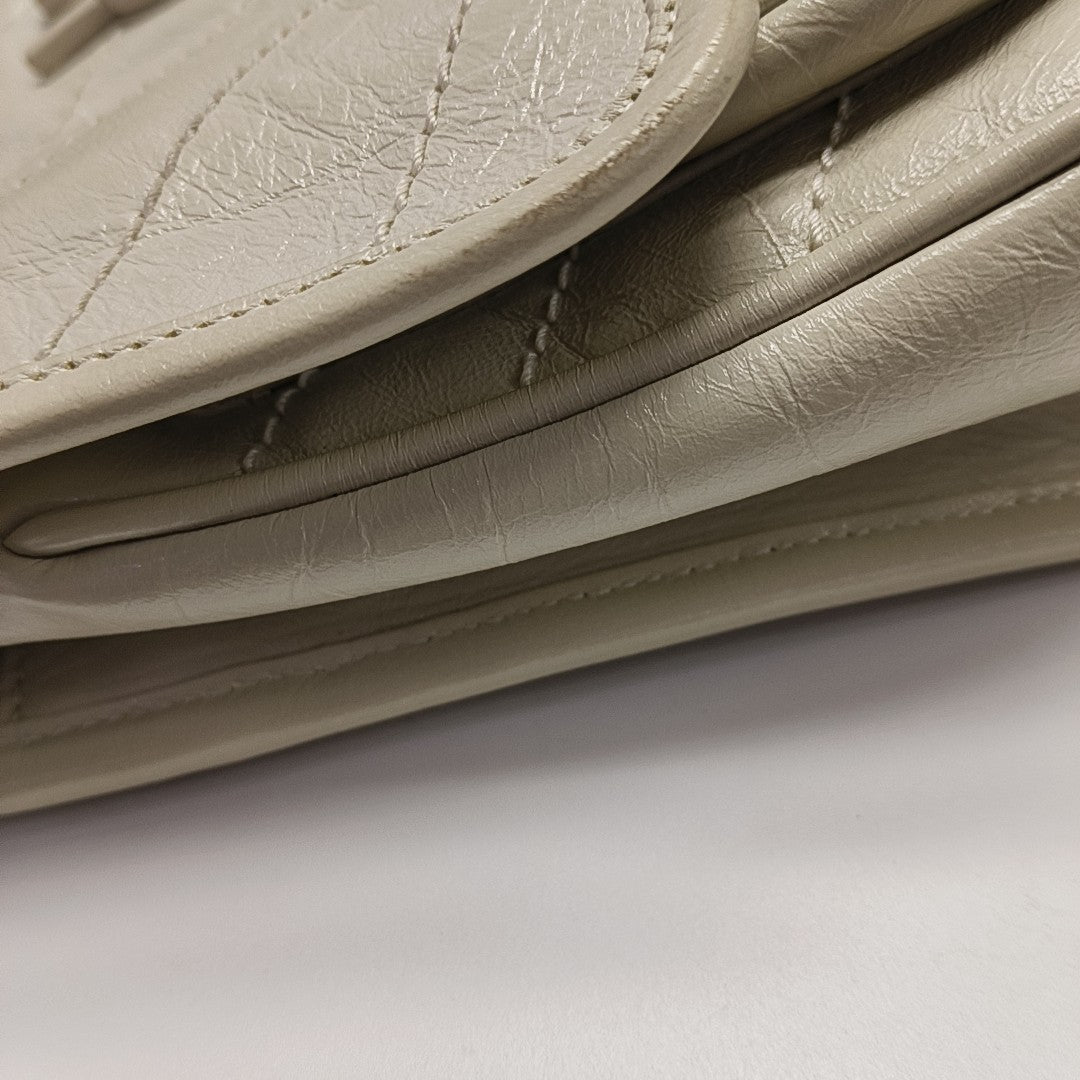 NIKI Small Chevron Calfskin White