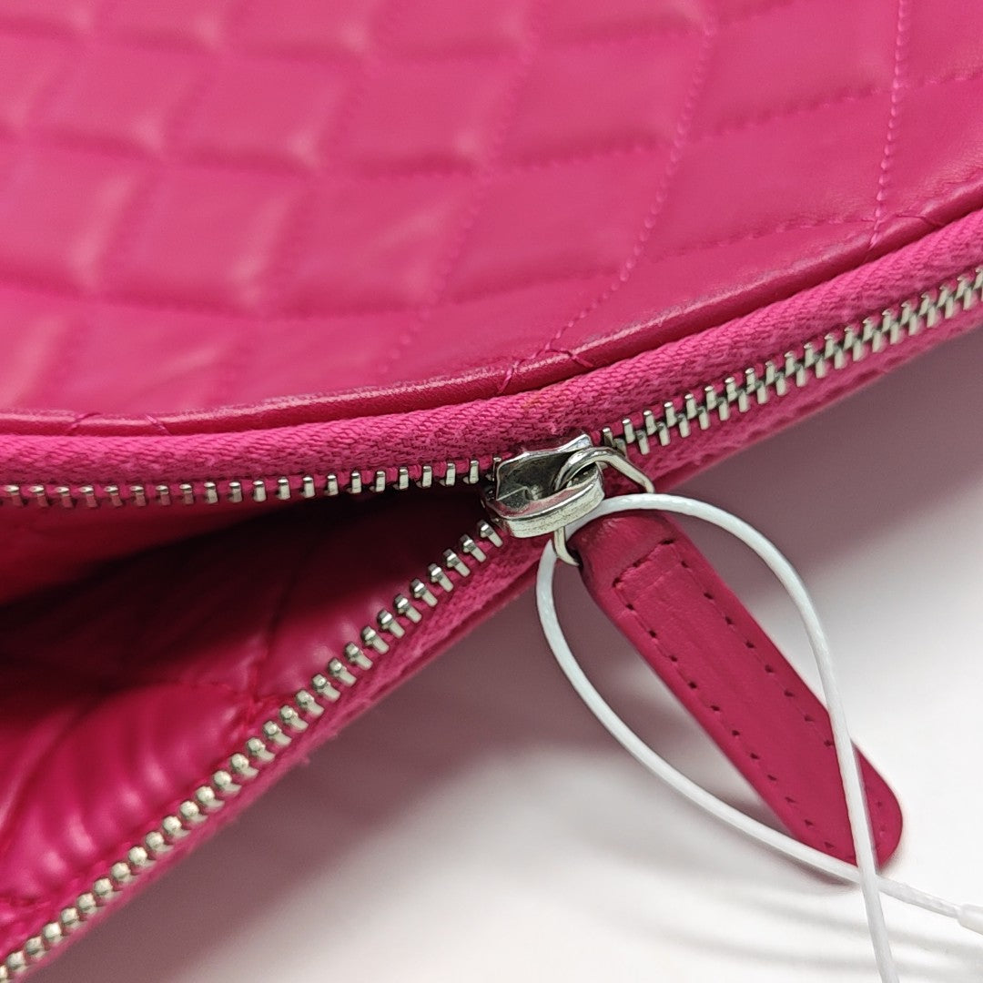 Quilted Lambskin Clutch Large Pink
