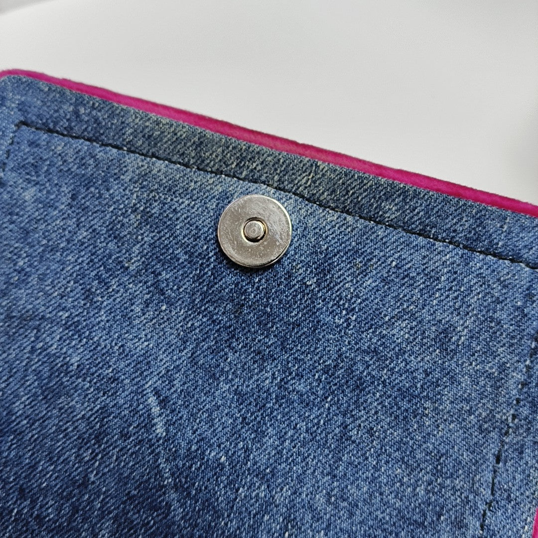 Denim Top Handle Bag Blue