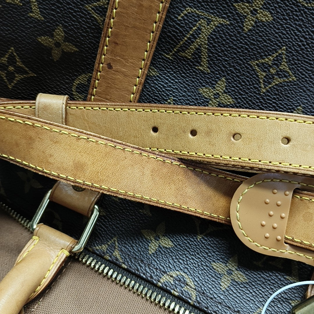 KEEPALL 50 Monogram Coated Canvas Brown