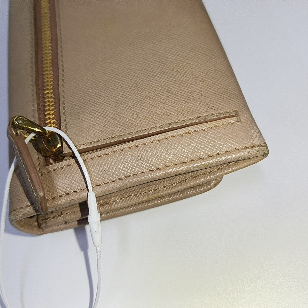 Fiocco Bow Saffiano Calfskin Pink Wallet