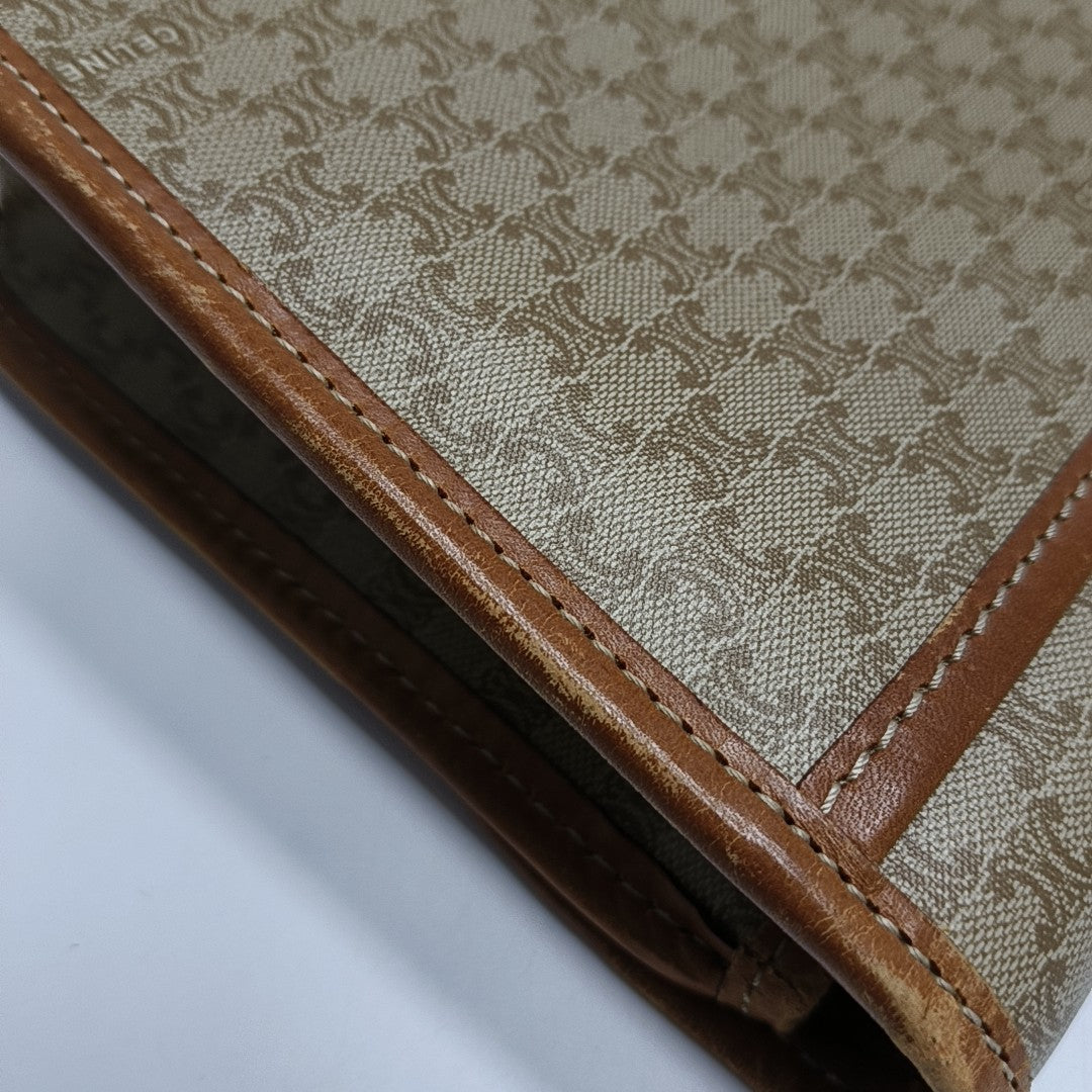 Coated Canvas Shoulder Bag Beige