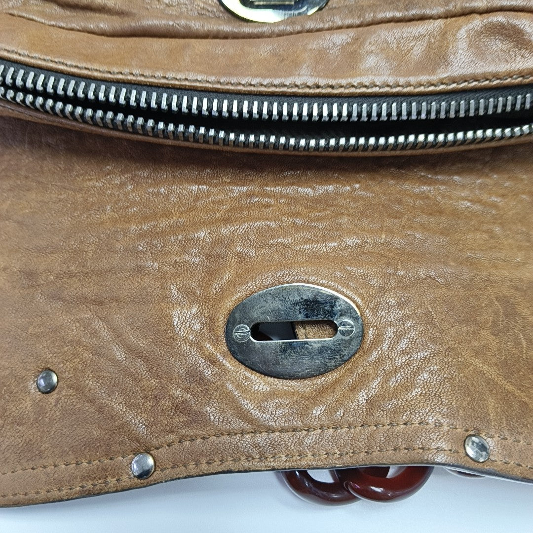 Lambskin Shoulder Bag Brown
