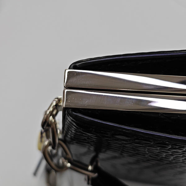 Calfskin Top Handle Bag Black