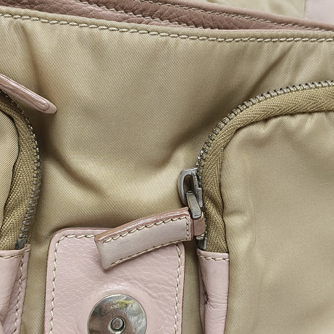 Nylon Shoulder Bag Beige