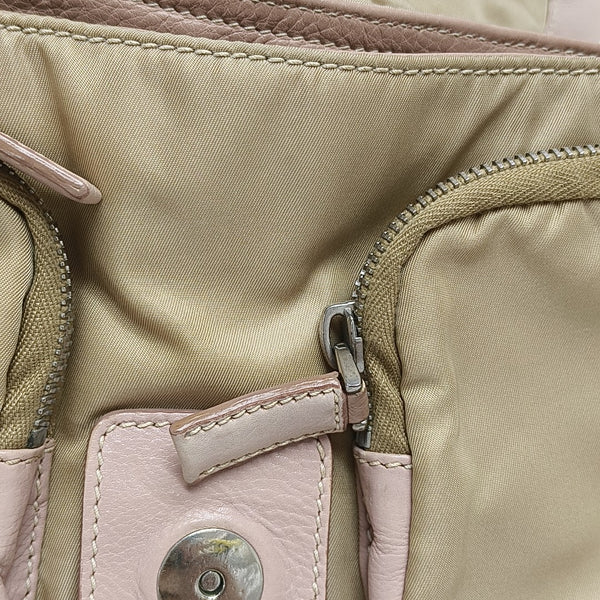 Nylon Shoulder Bag Beige
