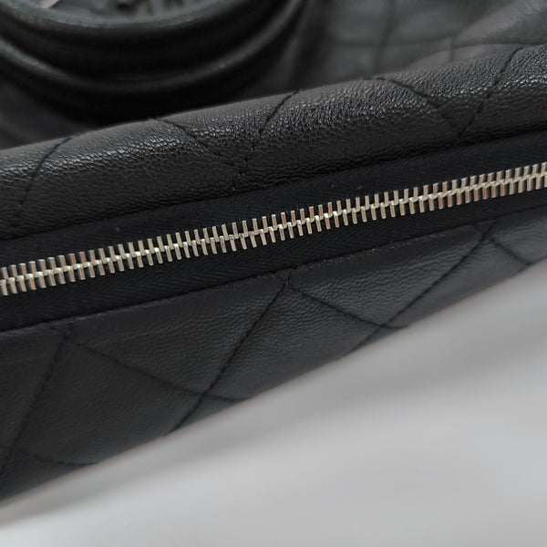 Quilted Calfskin Top Handle Bag Black
