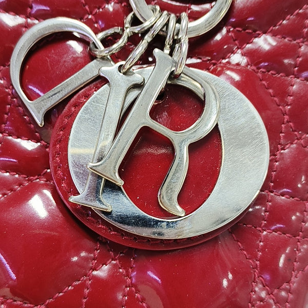 Lady Dior Medium Cannage Patent Leather Red