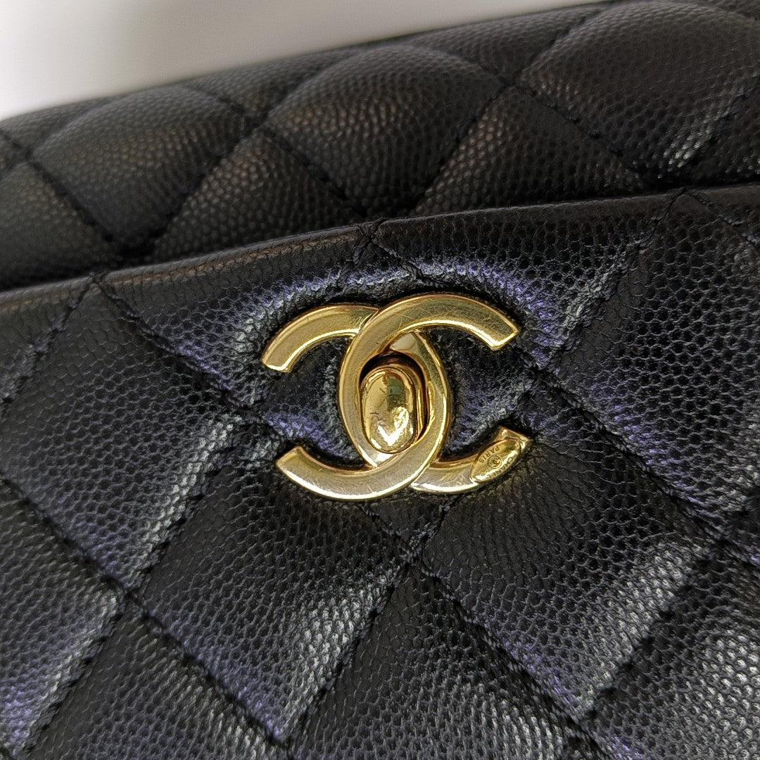 COCO HANDLE Mini Quilted Grained Calfskin Black