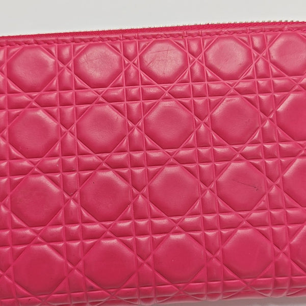 Lady Dior Small Cannage Calfskin Pink Wallet