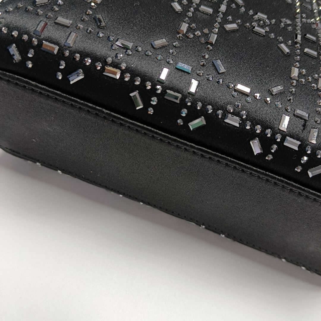 Authenticated pre-owned  Lady Dior Mini Cannage Silk Satin Black - Tote Bag at Looply