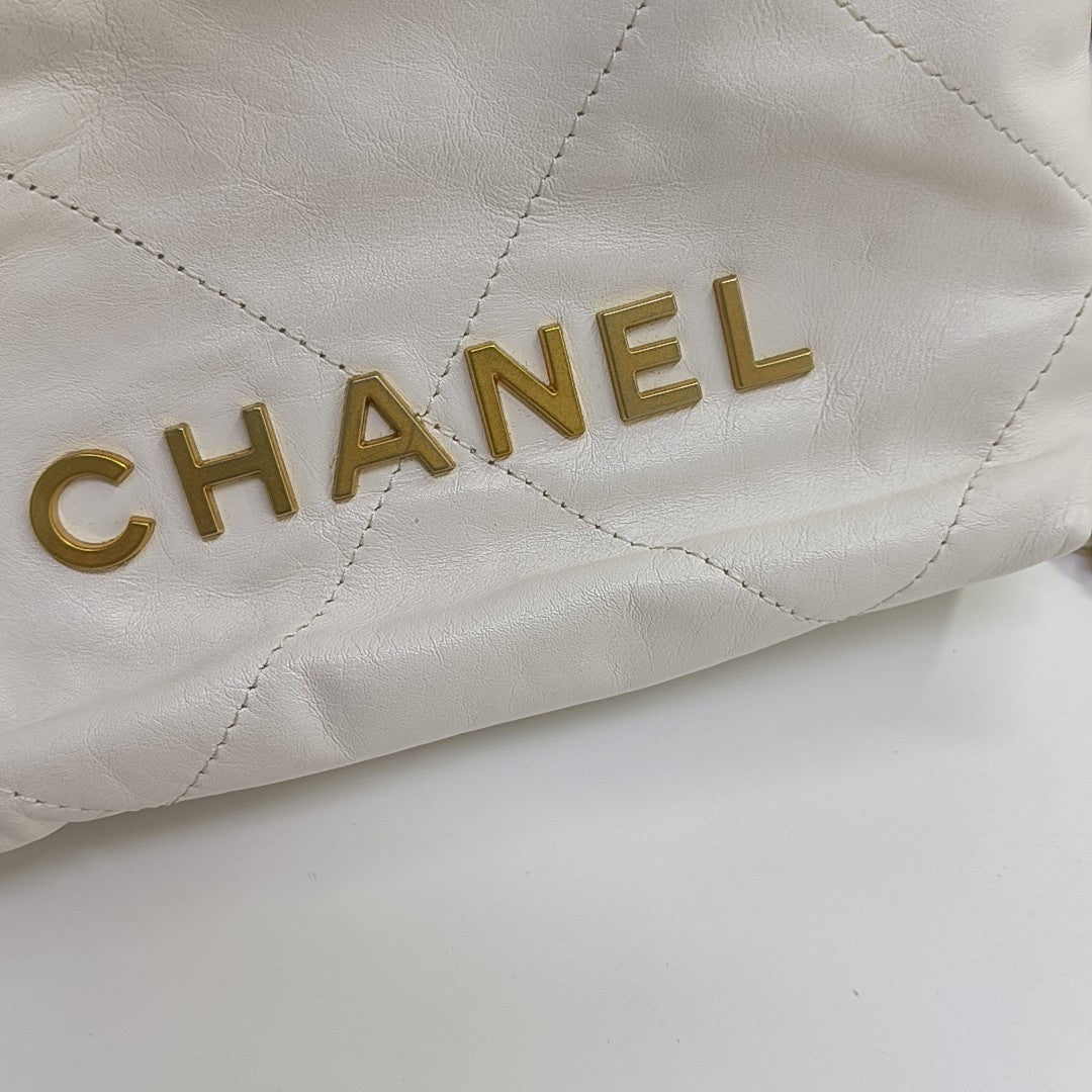 CHANEL 22 Mini Quilted Calfskin White