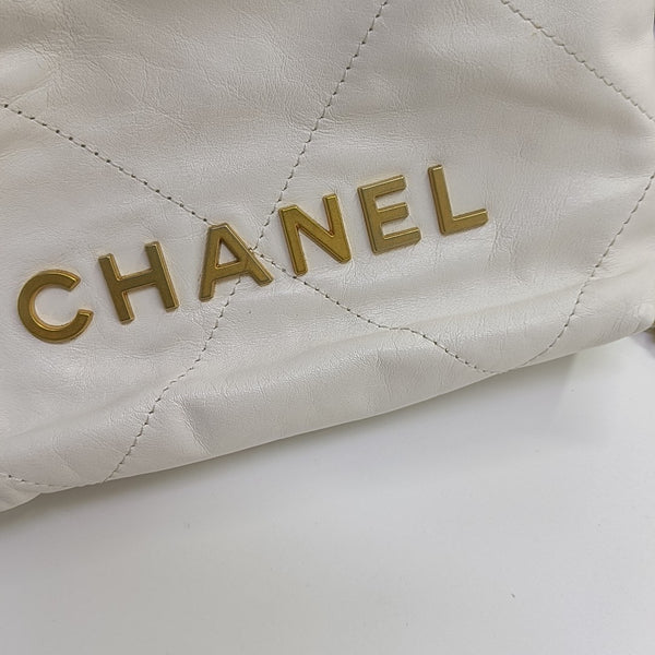 CHANEL 22 Mini Quilted Calfskin White