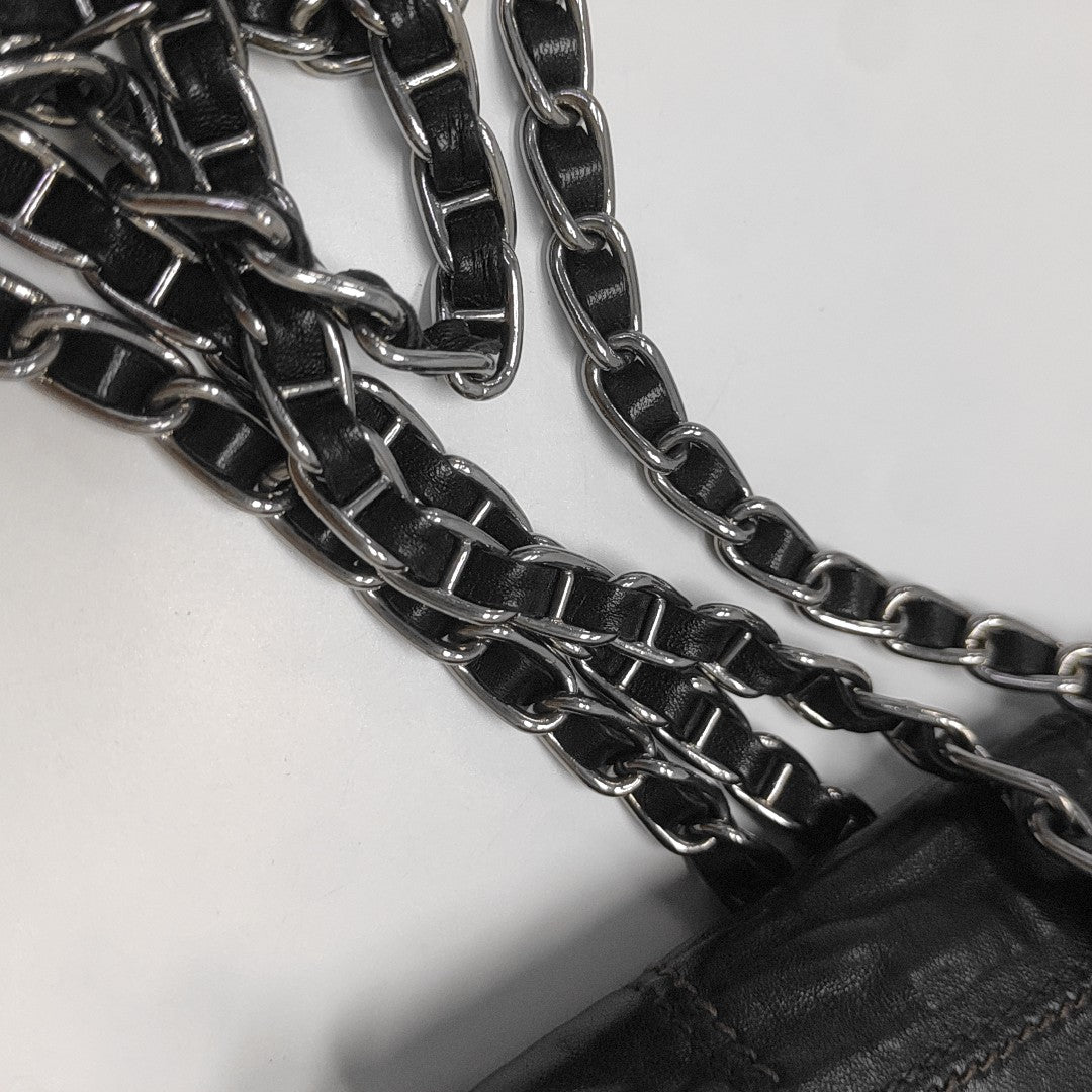 Quilted Lambskin Shoulder Bag Black