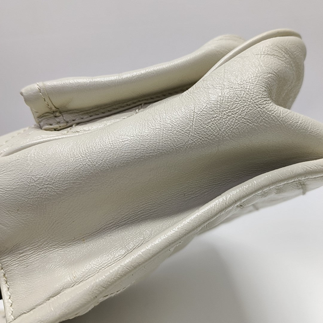 NIKI Small Chevron Calfskin White
