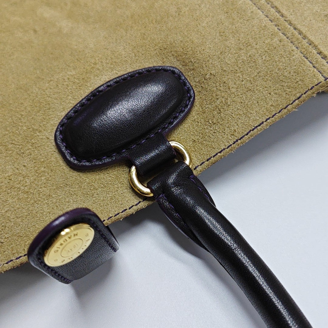 Suede Top Handle Bag Beige