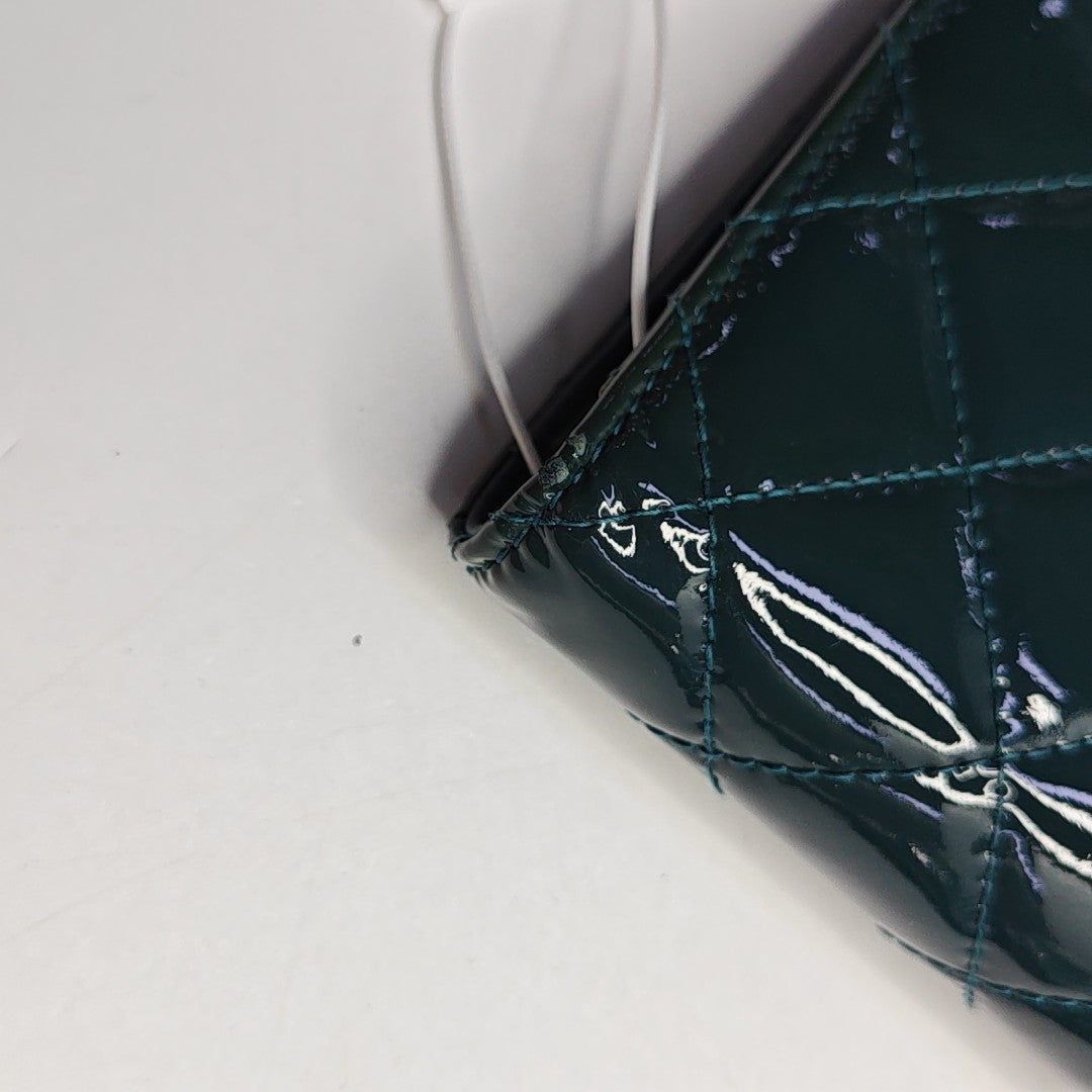 Quilted Patent Leather Wallet Blue