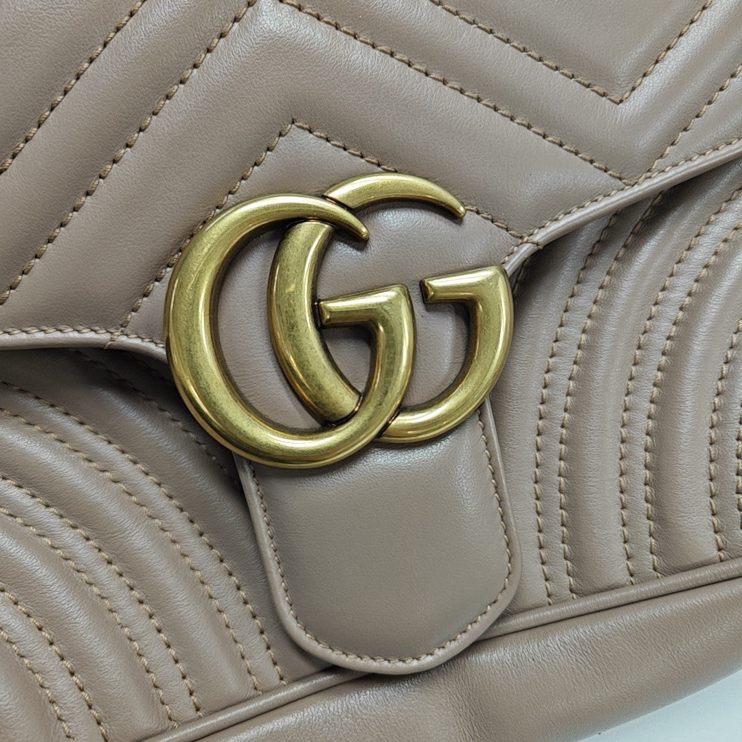 GG Marmont Medium Quilted Calfskin Gray