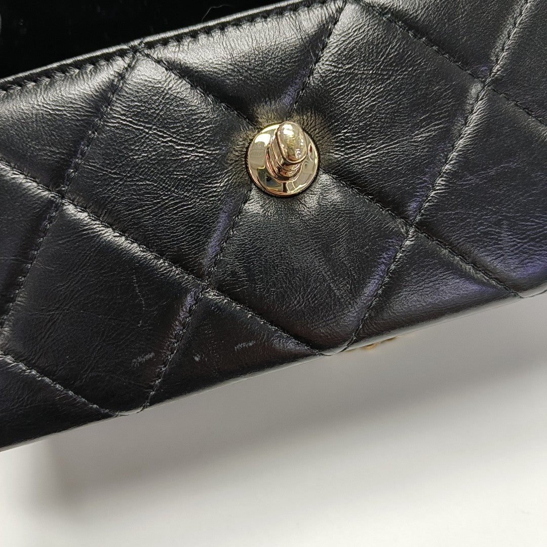 Quilted Calfskin Shoulder Bag Black