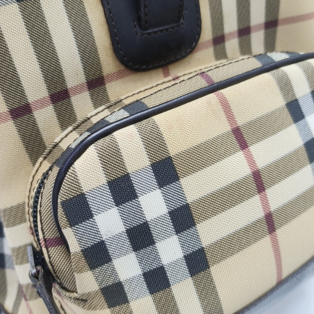 Coated Canvas Backpack Beige