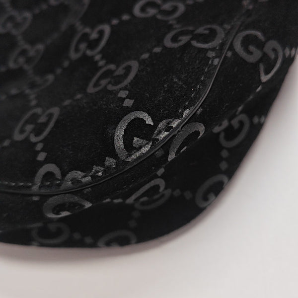 Monogram Suede Shoulder Bag Black