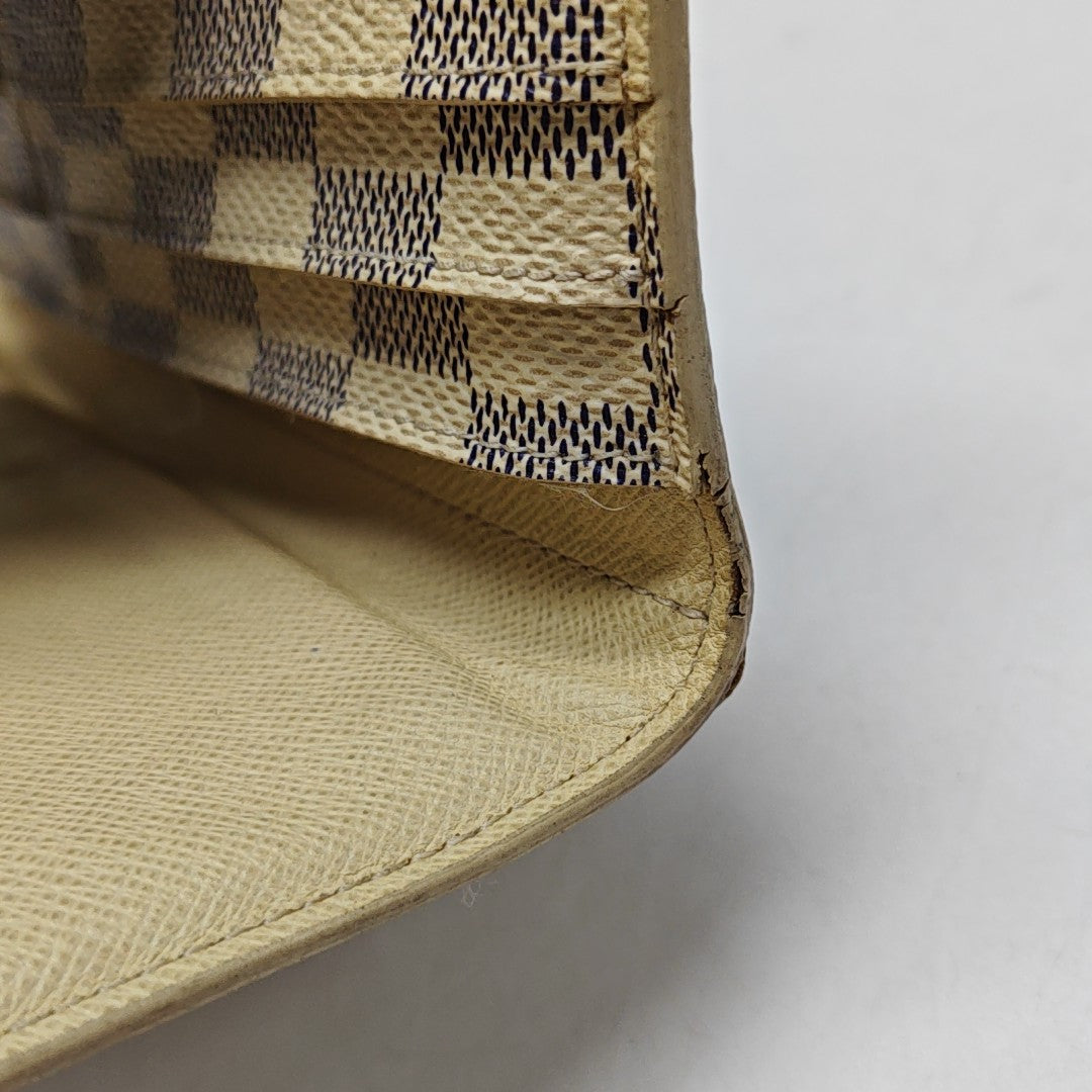 SARAH Damier Azur Coated Canvas White Wallet