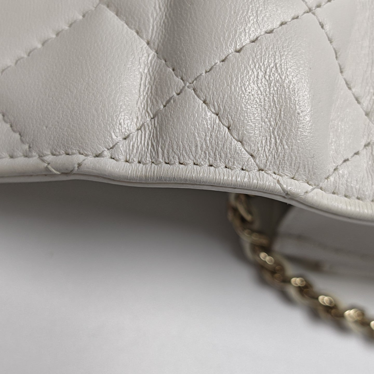 Quilted Lambskin Shoulder Bag White