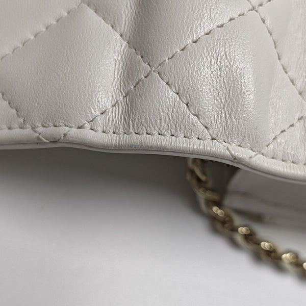 Quilted Lambskin Shoulder Bag White